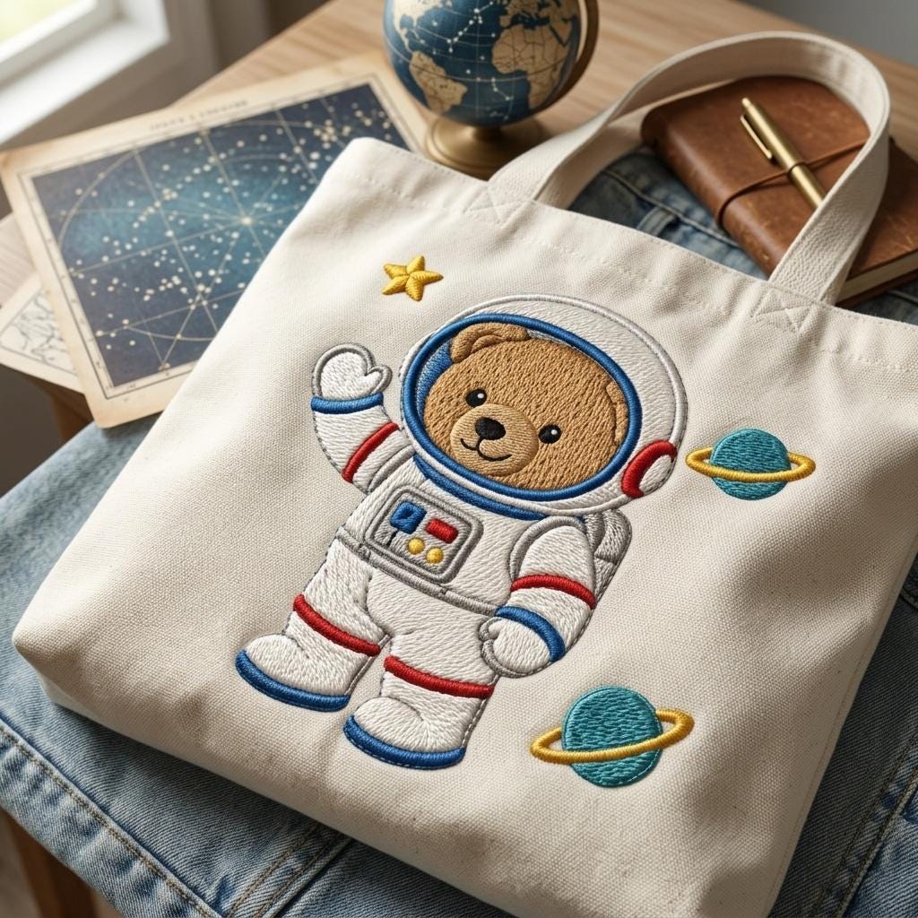 Astronaut Teddy Bear Embroidery Design, Space Bear Machine File, Nursery Baby Shower Pattern, 5 sizes, Digital Download - image 3