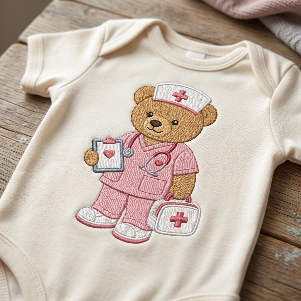 Nurse Teddy Bear Embroidery Design, Medical Bear Machine File, Healthcare Job Embroidery Pattern, 5 sizes, Digital Download - image 4