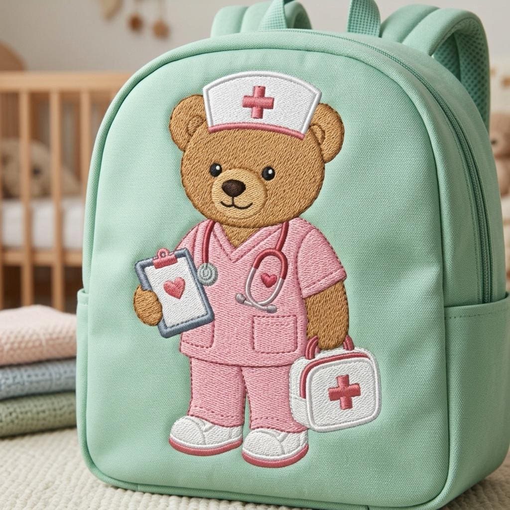 Nurse Teddy Bear Embroidery Design, Medical Bear Machine File, Healthcare Job Embroidery Pattern, 5 sizes, Digital Download - image 7