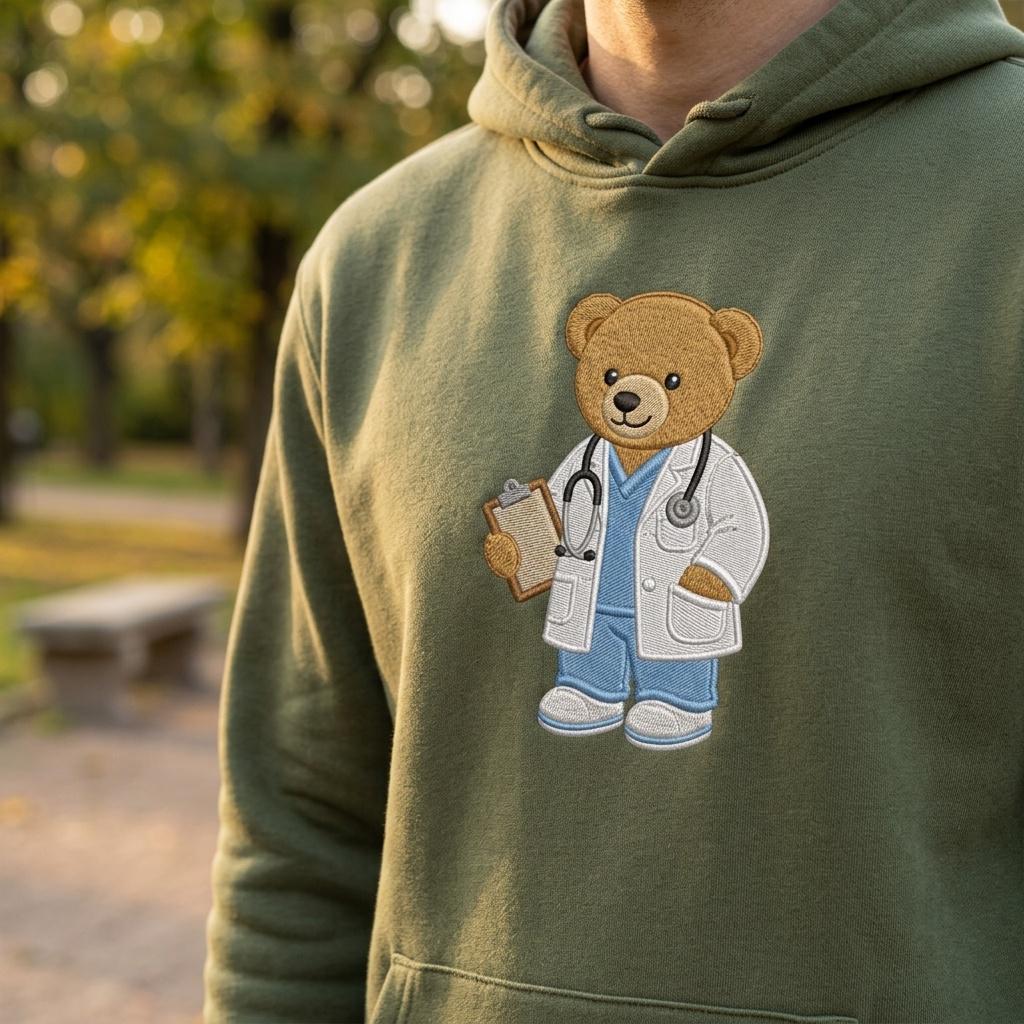 Doctor Teddy Bear Embroidery Design, Medical Coat Bear Machine File, Healthcare Job Pattern, 5 sizes, Digital Download - image 3