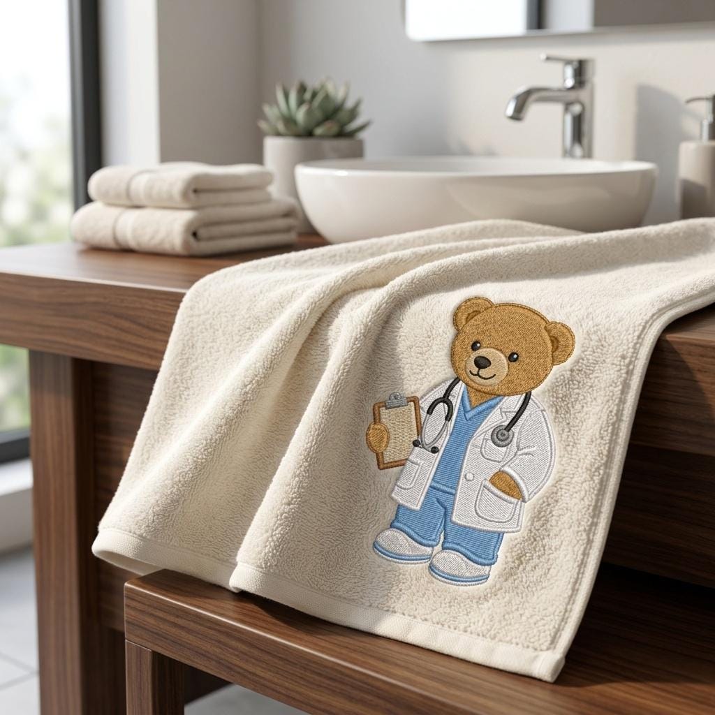 Doctor Teddy Bear Embroidery Design, Medical Coat Bear Machine File, Healthcare Job Pattern, 5 sizes, Digital Download - image 5