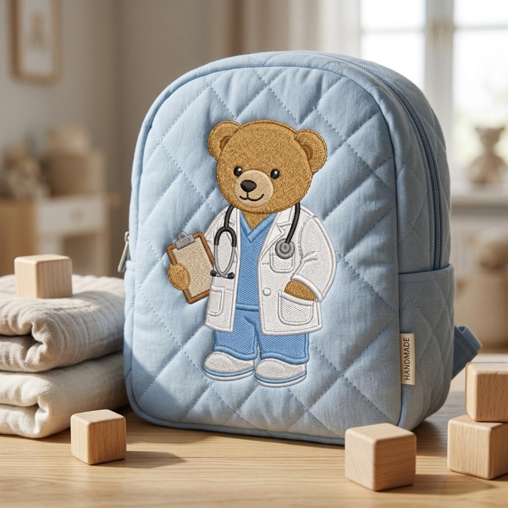 Doctor Teddy Bear Embroidery Design, Medical Coat Bear Machine File, Healthcare Job Pattern, 5 sizes, Digital Download - image 7