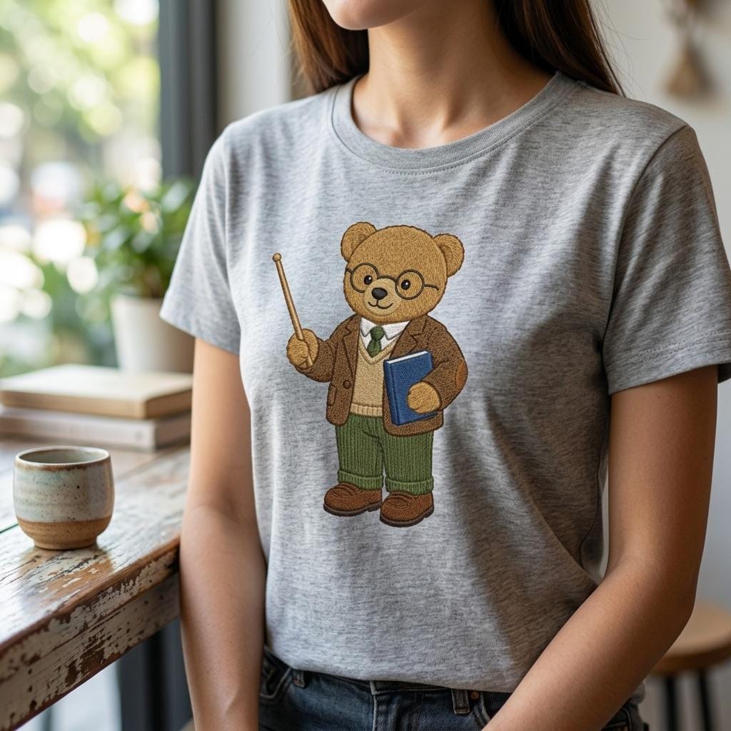 Teacher Teddy Bear Embroidery Design, School Bear Machine File, Classroom Job Embroidery Pattern, 5 sizes, Digital Download - image 3