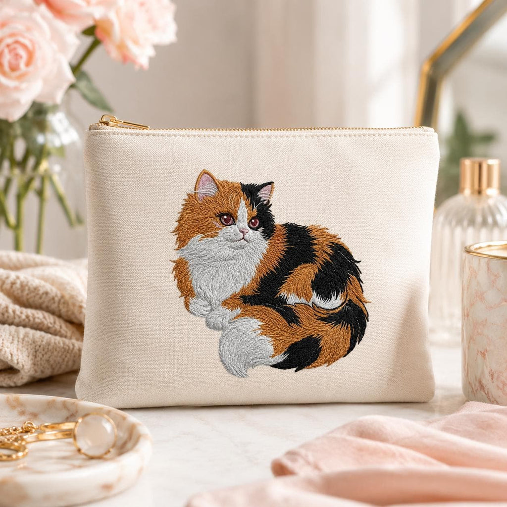 Calico Cat Embroidery Design, Realistic Long Hair Cat Machine Embroidery File, Pet Portrait Pattern, 5 sizes, Digital Download - image 7