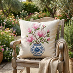 Pink Magnolia Chinoiserie Vase Embroidery Design, Blue White Floral Pottery Machine Embroidery File, 5 sizes, Digital Download - image 5