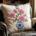 Pink Chrysanthemum Chinoiserie Vase Embroidery Design, Blue White Botanical Flower Machine File, 5 sizes, Digital Download - image 6
