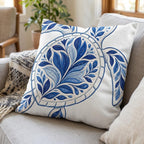 Turtle Embroidery File – Ornate Chinoiserie Sea Turtle, Coastal Ocean Decor, Blue Decorative Stitch Design, 5 sizes, Digital Download - image 5