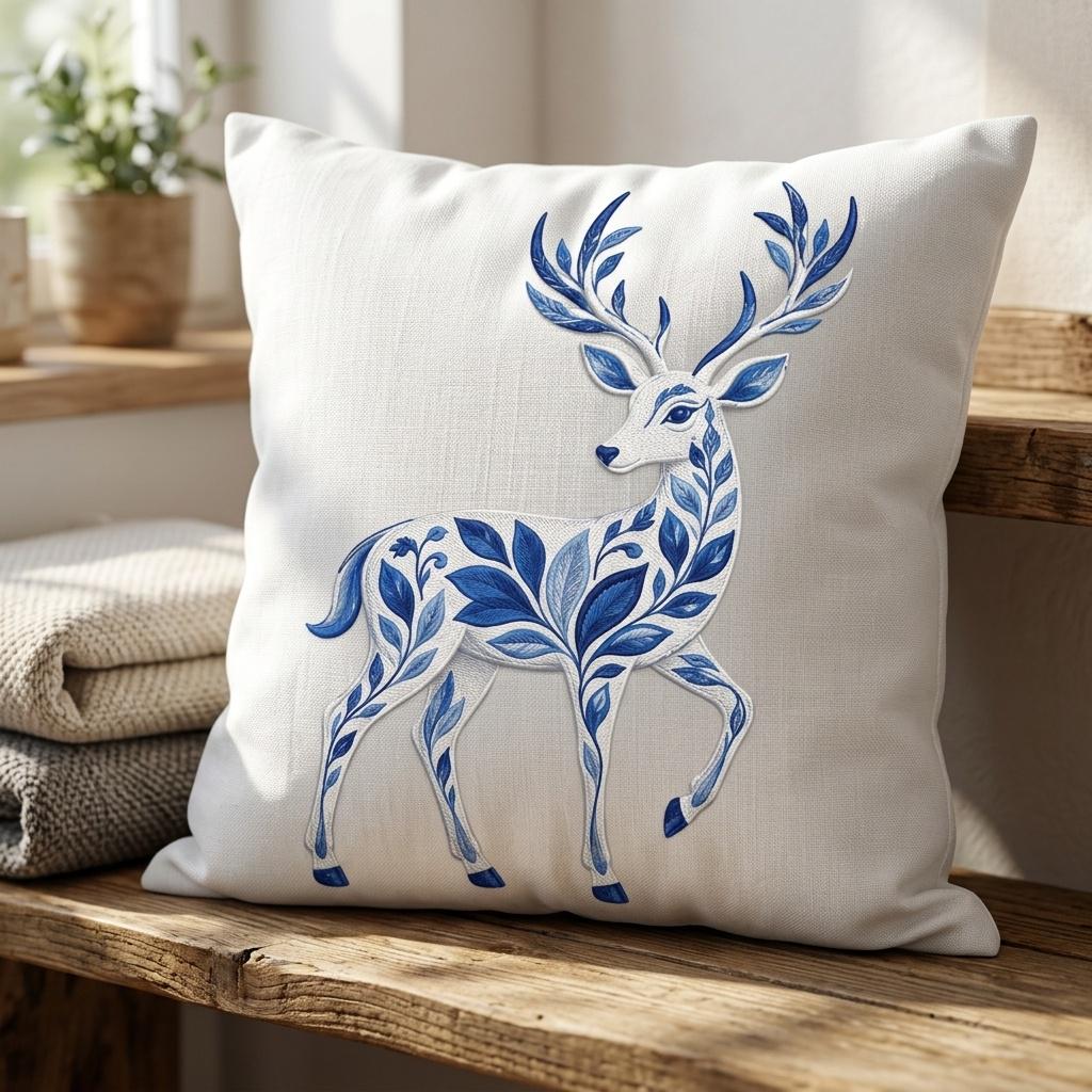 Chinoiserie Reindeer Embroidery File, Elegant Winter Deer Design, Woodland Animal Stitch, Holiday Pattern, 5 sizes, Digital Download - image 7