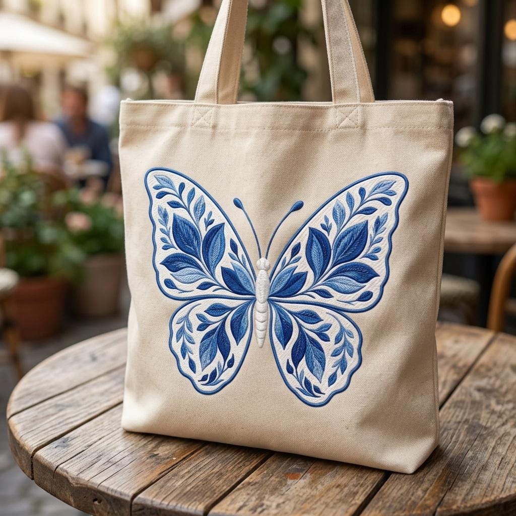 Chinoiserie Butterfly Embroidery File, Ornate Chinoiserie Floral Butterfly, Decorative Garden Nature Stitch, 5 sizes, Digital Download - image 3