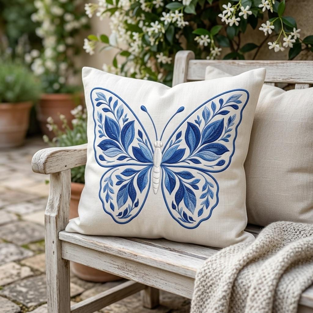 Chinoiserie Butterfly Embroidery File, Ornate Chinoiserie Floral Butterfly, Decorative Garden Nature Stitch, 5 sizes, Digital Download - image 5