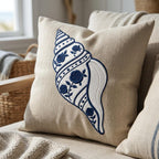 Floral Chinoiserie Conch Shell Embroidery Design, Blue White Nautical Seashell Machine File, 5 sizes, Digital Download - image 7