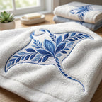 Chinoiserie Stingray Embroidery File, Ornate Ocean Fish, Blue Floral Stingray, Coastal Sea Life Decorative Stitch, 5 sizes, Digital Download - image 5