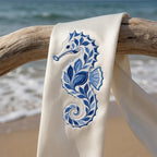 Chinoiserie Seahorse Embroidery File, Ornate Blue Seahorse Machine Embroidery, Coastal Ocean Decorative Stitch, 5 sizes, Digital Download - image 5