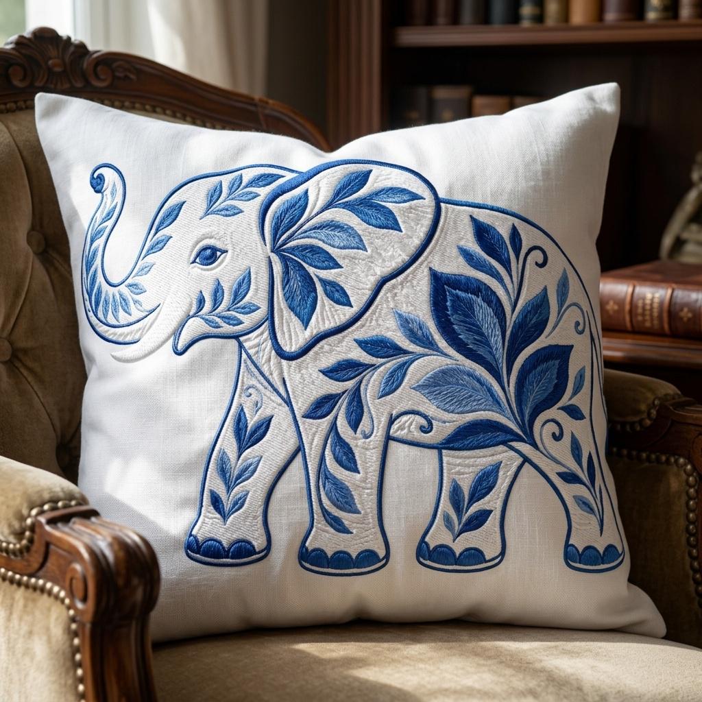 Chinoiserie Elephant Embroidery File, Ornate Blue Elephant Machine Embroidery, Jungle Animal Decorative Stitch, 5 sizes, Digital Download - image 7