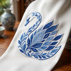 Chinoiserie Swan Embroidery File, Ornate Blue Swan Machine Embroidery, Elegant Decorative Bird Stitch, 5 sizes, Digital Download - image 3