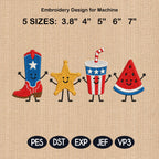 4th Of July Mini Icons Embroidery, USA Patriotic File, American Flag Design, Independence Day Machine Embroidery, 5 sizes, Digital Download