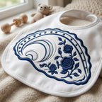 Chinoiserie Oyster Shell Embroidery Design, Blue White Floral Coastal Machine Embroidery File, 5 sizes, Digital Download - image 5