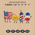 4th Of July USA Mini Embroidery Icons, Patriotic Machine Embroidery File, American Flag Holiday Design, 5 sizes, Digital Download