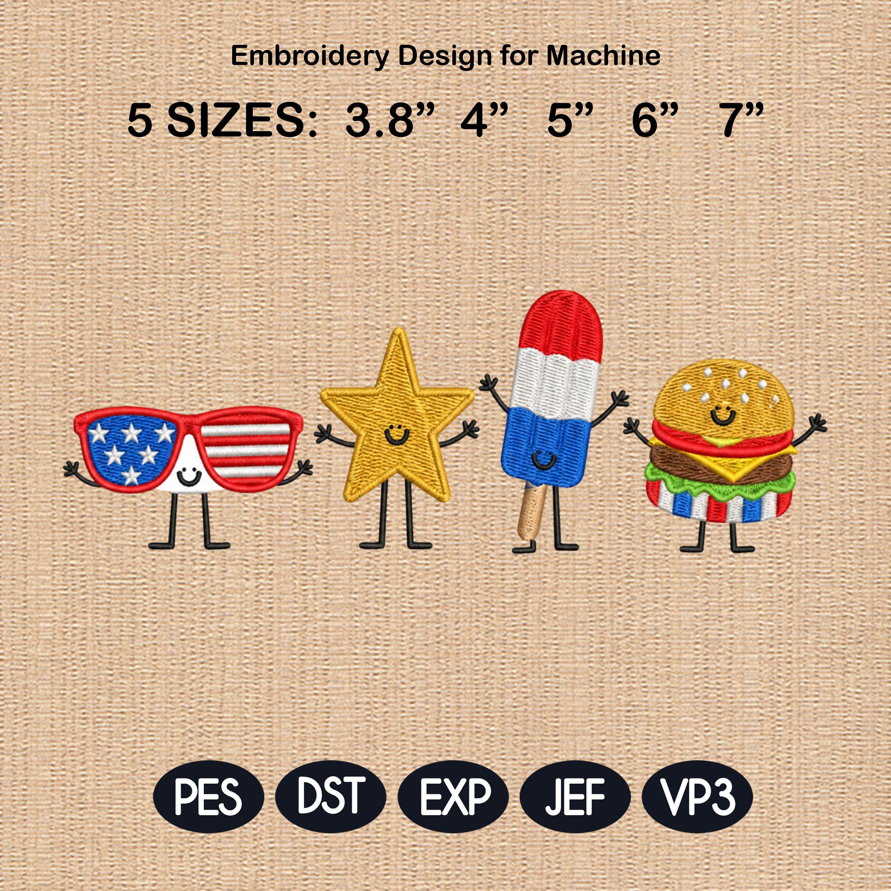 USA 250th Anniversary Mini Icons Embroidery, 4th Of July Patriotic Machine Embroidery File, Independence Day Mini, 5 sizes, Digital Download