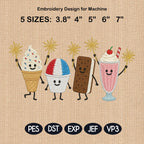 Funny Ice Cream Cupcake S’mores Embroidery, Cute Summer Food Machine Design, Patriotic Bundle, 5 sizes, Digital Download