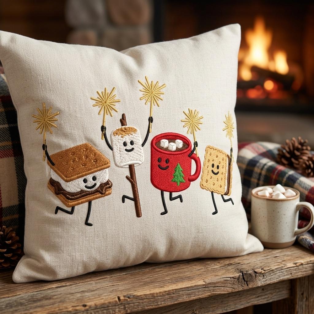 Funny Summer S’mores Embroidery, Cute Marshmallow Cocoa Mug, Happy Food Machine Embroidery Design, 5 sizes, Digital Download - image 5