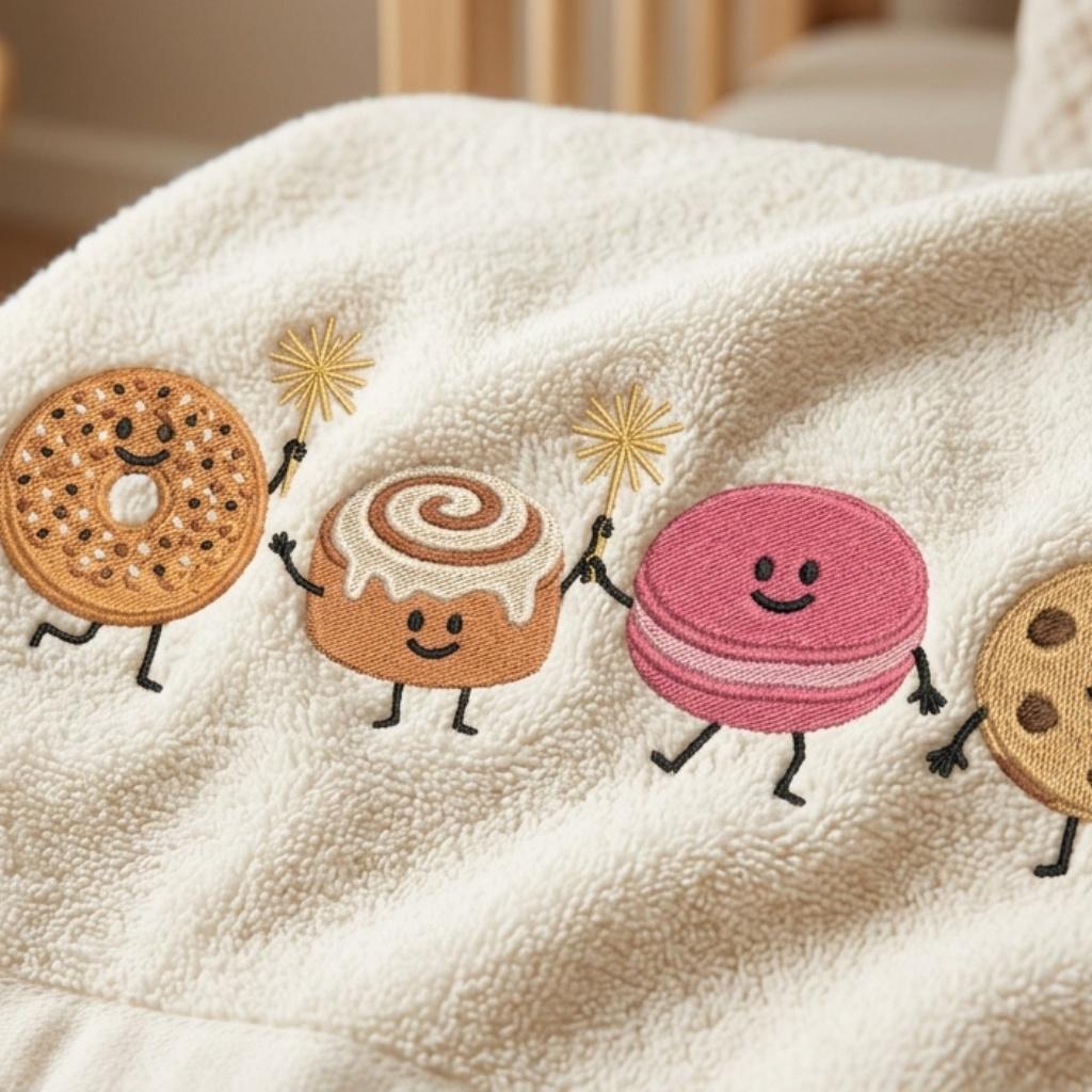 Funny Cute Summer Dessert Embroidery Design, Donut Cinnamon Roll Macaron Cookie, Funny Food Machine Embroidery, 5 sizes, Digital Download - image 5