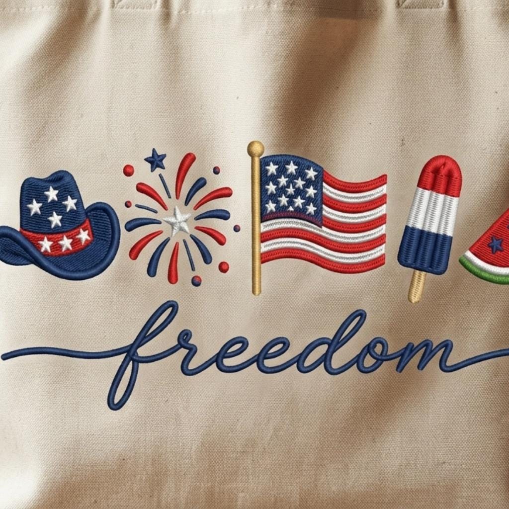 Freedom American Icons Embroidery Design, 4th of July USA Flag Popsicle Hotdog, Machine Embroidery, 5 sizes, Digital Download - image 3