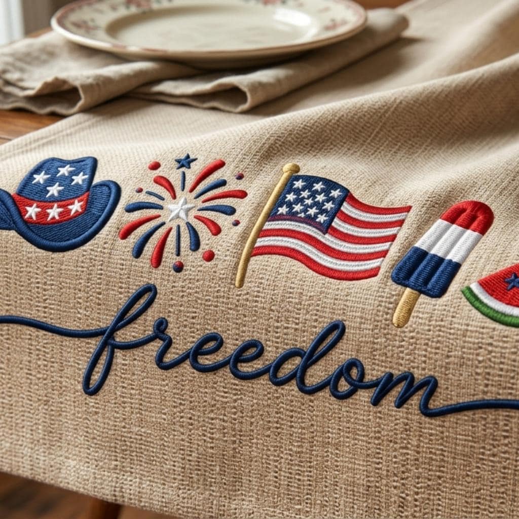 Freedom American Icons Embroidery Design, 4th of July USA Flag Popsicle Hotdog, Machine Embroidery, 5 sizes, Digital Download - image 5