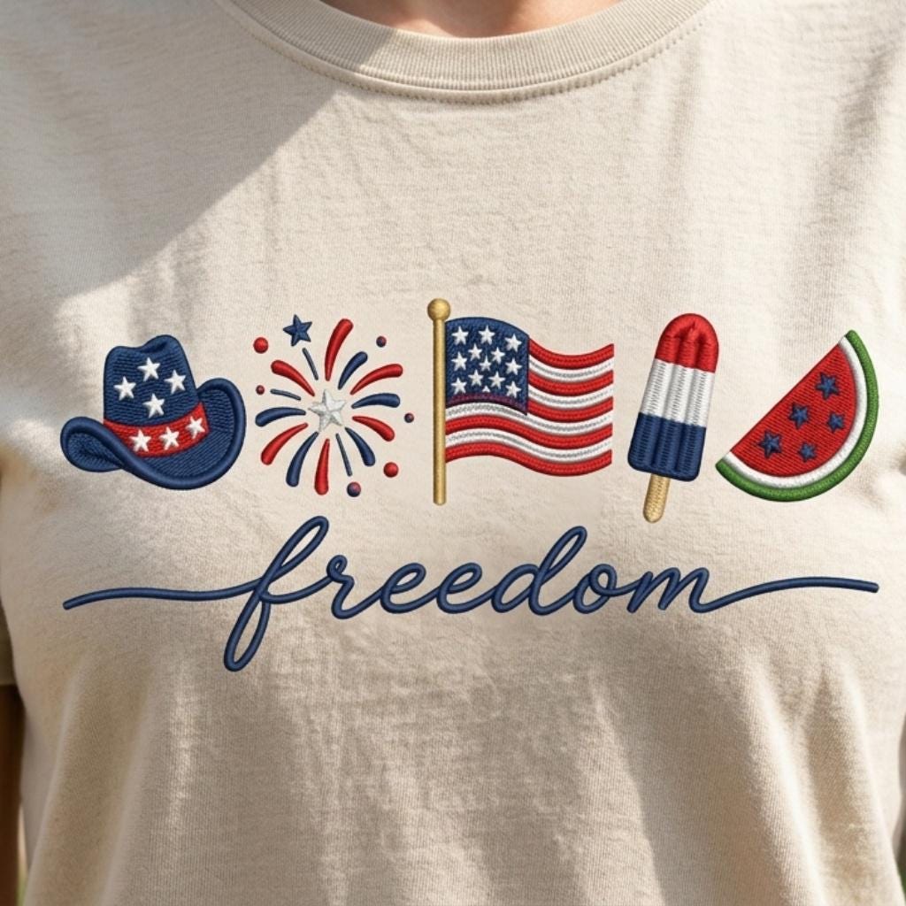 Freedom American Icons Embroidery Design, 4th of July USA Flag Popsicle Hotdog, Machine Embroidery, 5 sizes, Digital Download - image 4