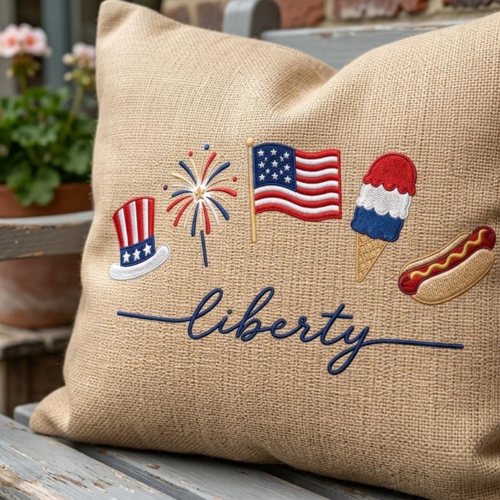 Liberty Fireworks USA Flag Ice Cream Hot Dog Embroidery File, 4th July Independence Day Patriotic Machine Design, 5 sizes, Digital Download - image 4