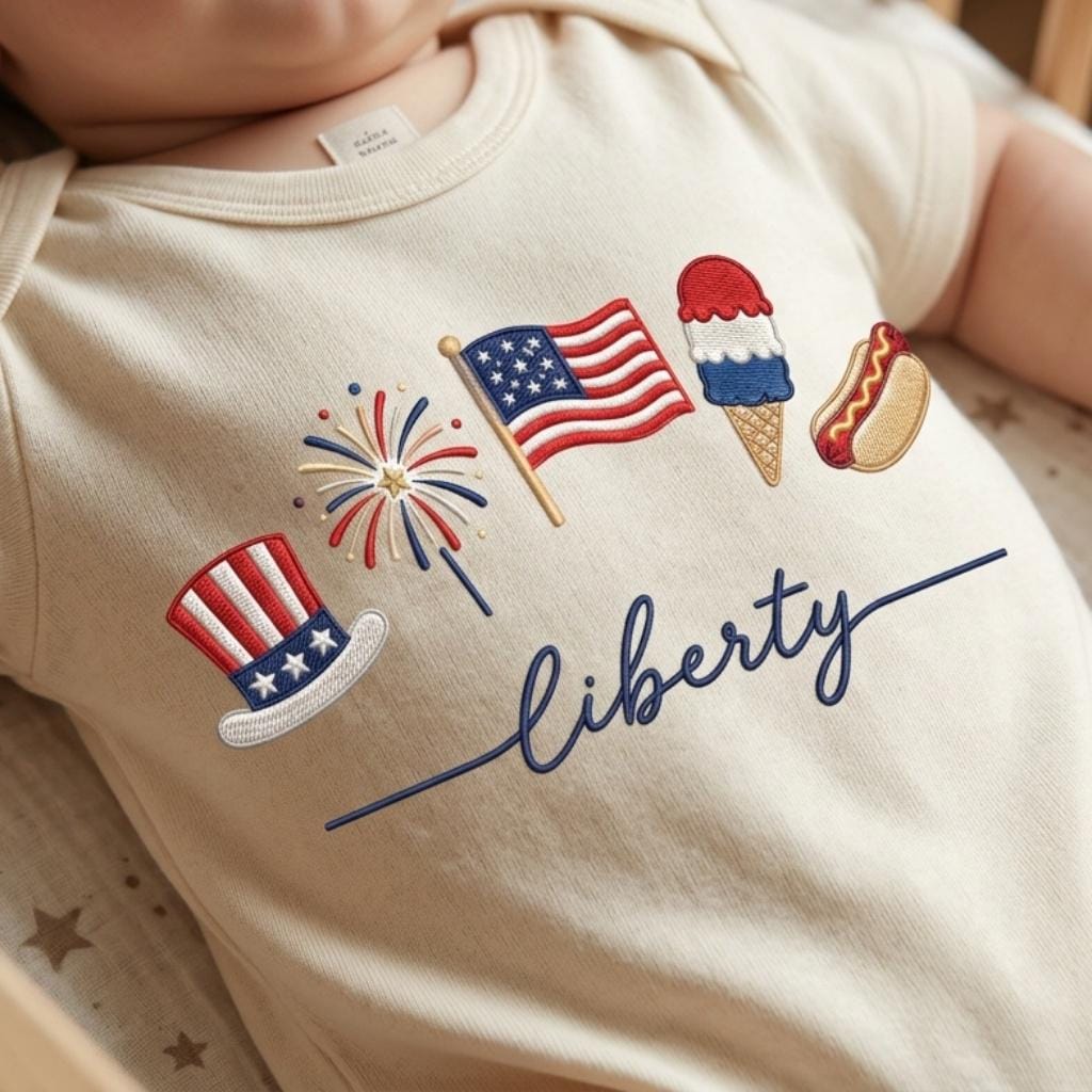 Liberty Fireworks USA Flag Ice Cream Hot Dog Embroidery File, 4th July Independence Day Patriotic Machine Design, 5 sizes, Digital Download - image 5