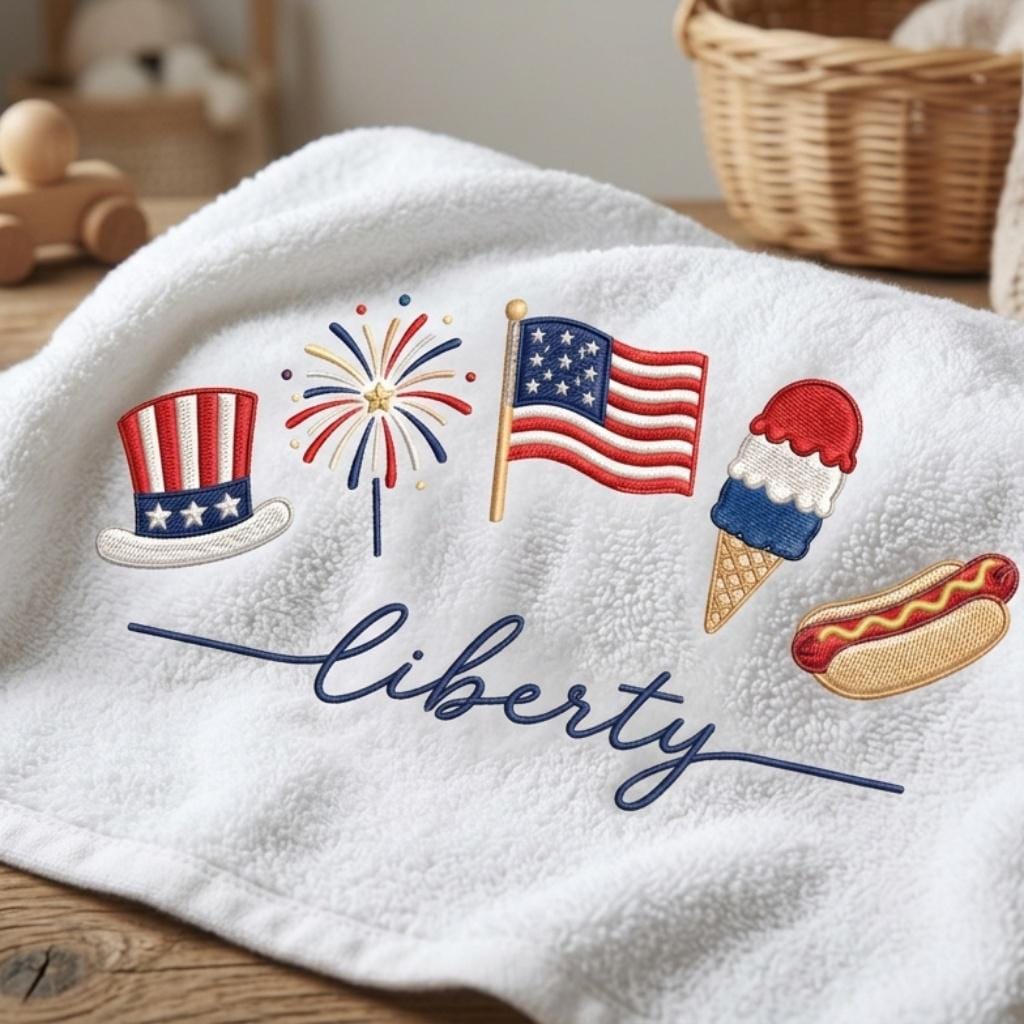 Liberty Fireworks USA Flag Ice Cream Hot Dog Embroidery File, 4th July Independence Day Patriotic Machine Design, 5 sizes, Digital Download - image 6