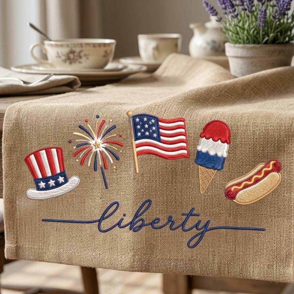 Liberty Fireworks USA Flag Ice Cream Hot Dog Embroidery File, 4th July Independence Day Patriotic Machine Design, 5 sizes, Digital Download - image 7