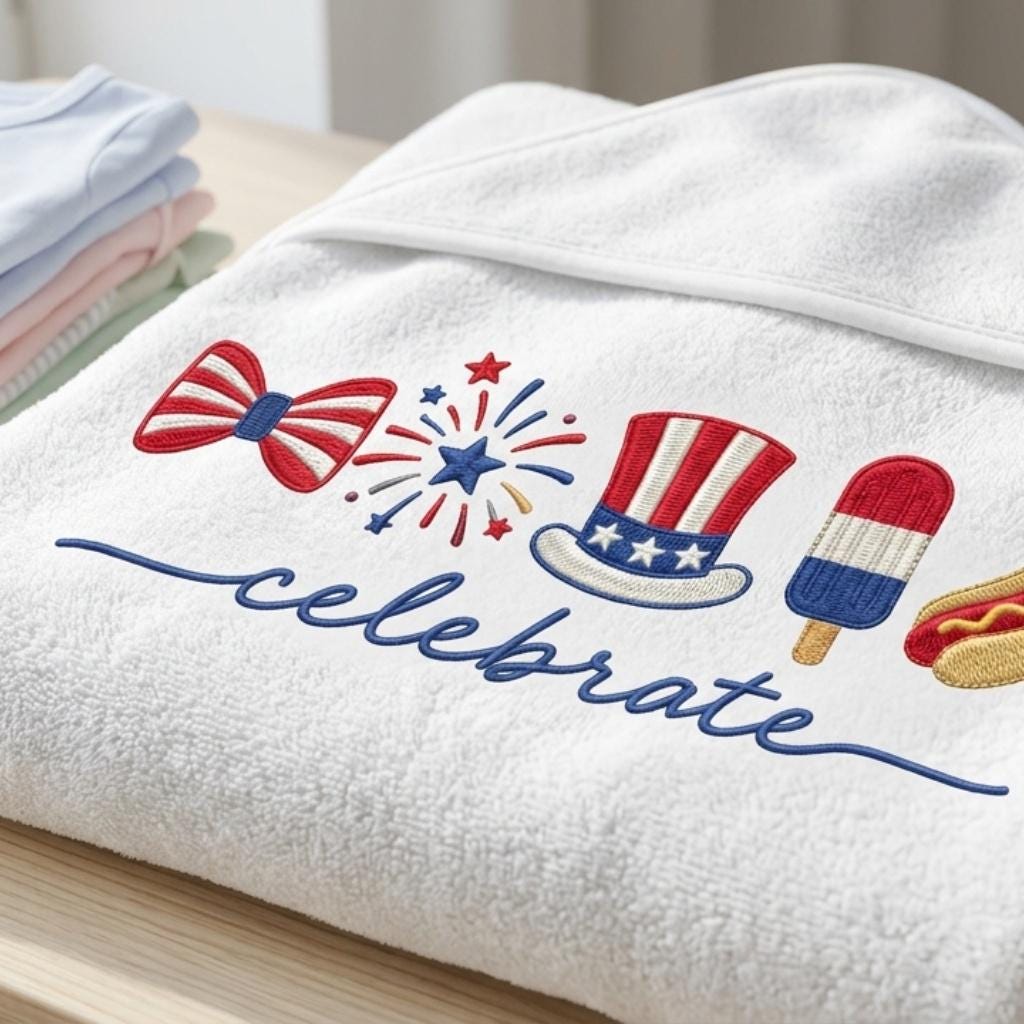 Celebrate America Stars Hat Bow Popsicle Hot Dog Embroidery File, Patriotic 4th July Independence Day USA Icons, 5 sizes, Digital Download - image 4