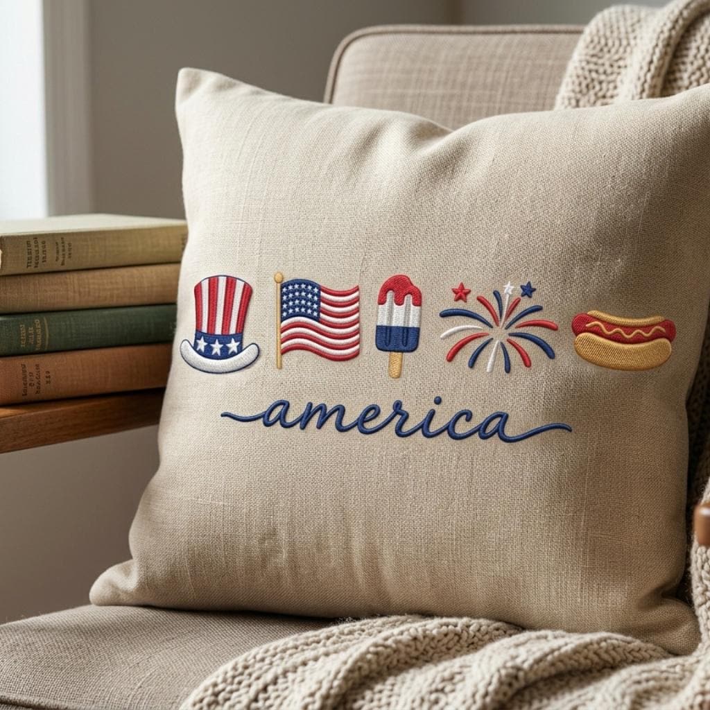 America Fireworks Bow USA Flag Popsicle Hot Dog Star Embroidery File, Patriotic 4th July Independence Day Machine, 5 sizes, Digital Download - image 7