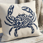Chinoiserie Crab Embroidery Design, Blue Floral Crab Stitch, Nautical Coastal, Marine Animal Machine Embroidery, 5 sizes, Digital Download - image 6