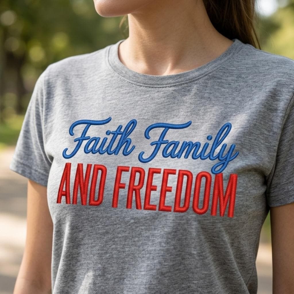 Faith Family Embroidery Design, Saved By Grace Patriotic Stitch, Jesus Inspired Machine Embroidery File, 5 sizes, Digital Download - image 4