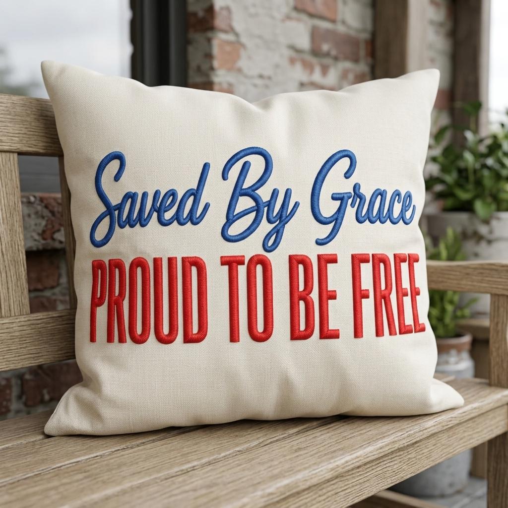 Saved By Grace Embroidery Design, Proud To Be Free Christian Stitch, Patriotic Faith Machine Embroidery, 5 sizes, Digital Download - image 5