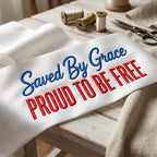 Saved By Grace Embroidery Design, Proud To Be Free Christian Stitch, Patriotic Faith Machine Embroidery, 5 sizes, Digital Download - image 6