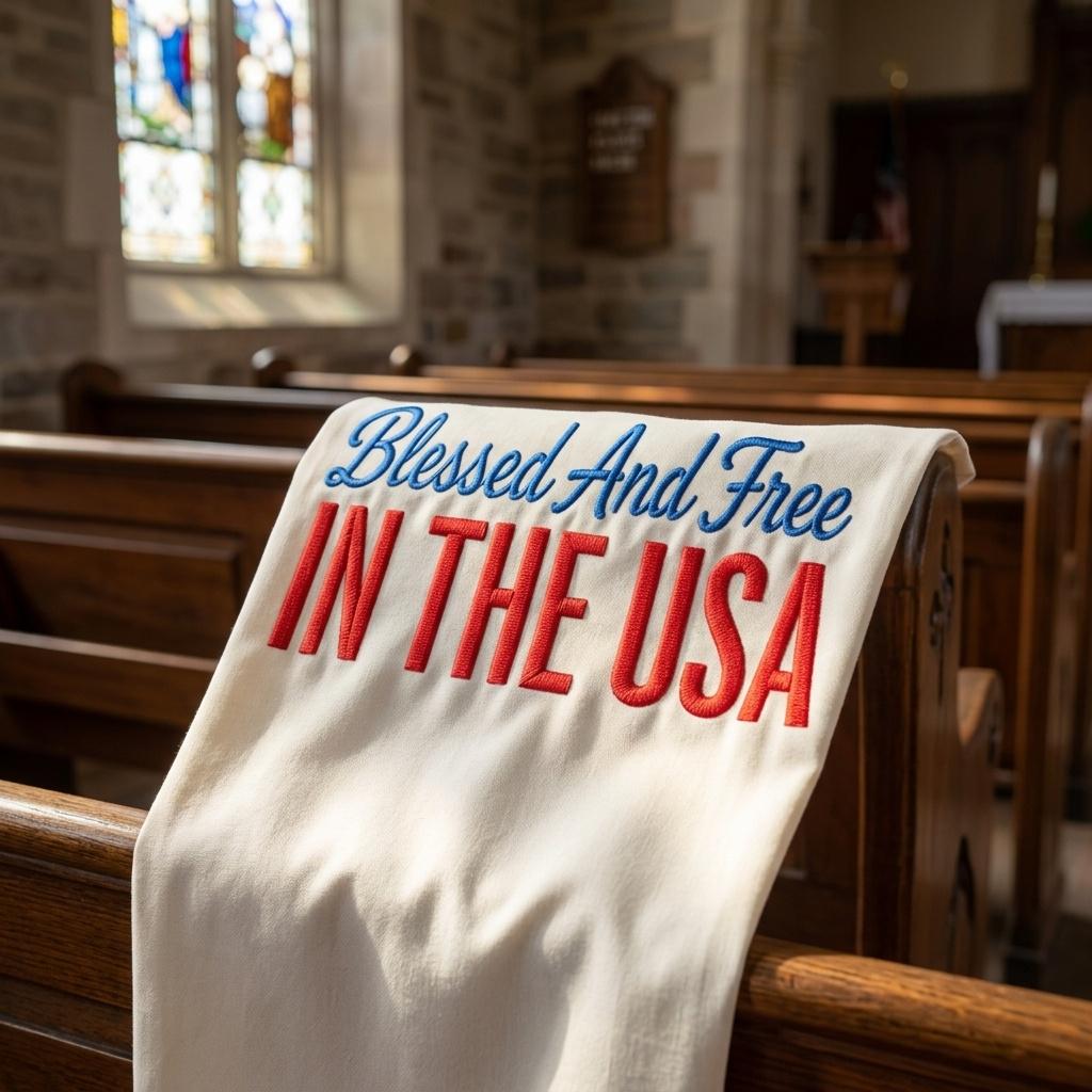 Blessed And Free In The USA Embroidery Design, Patriotic Faith Machine Stitch, Christian Digital Pattern, 5 sizes, Digital Download - image 4
