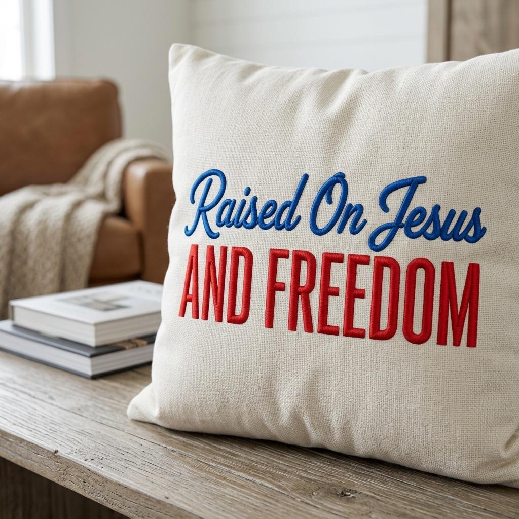 Raised On Jesus Embroidery Design, Patriotic Christian File, Faith Machine Stitch File, God Saved Country USA, 5 sizes, Digital Download - image 7