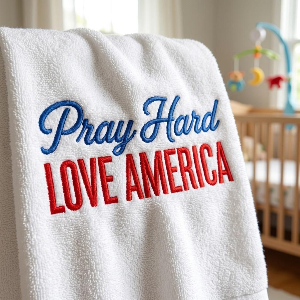 Pray Hard Love America Patriotic Embroidery Design, USA Independence Day Machine Embroidery Pattern, 5 Sizes, Digital Download - image 5