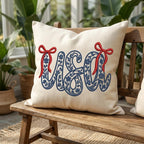 USA Chinoiserie Embroidery Design, Patriotic Bow USA, Blue and White Floral Americana Embroidery, Fourth of July, 5 Sizes, Digital Download - image 4