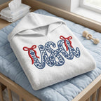 USA Chinoiserie Embroidery Design, Patriotic Bow USA, Blue and White Floral Americana Embroidery, Fourth of July, 5 Sizes, Digital Download - image 5