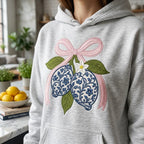 Chinoiserie Lemon Embroidery Design, Blue White Floral Lemons with Pink Bow, Citrus Fruit, Spring Summer, 5 Sizes, Digital Download - image 5