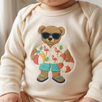Summer Teddy Bear Embroidery Design, Beach Bear Machine Embroidery File, Flamingo Vacation Stitch, 5 sizes, Digital Download - image 4