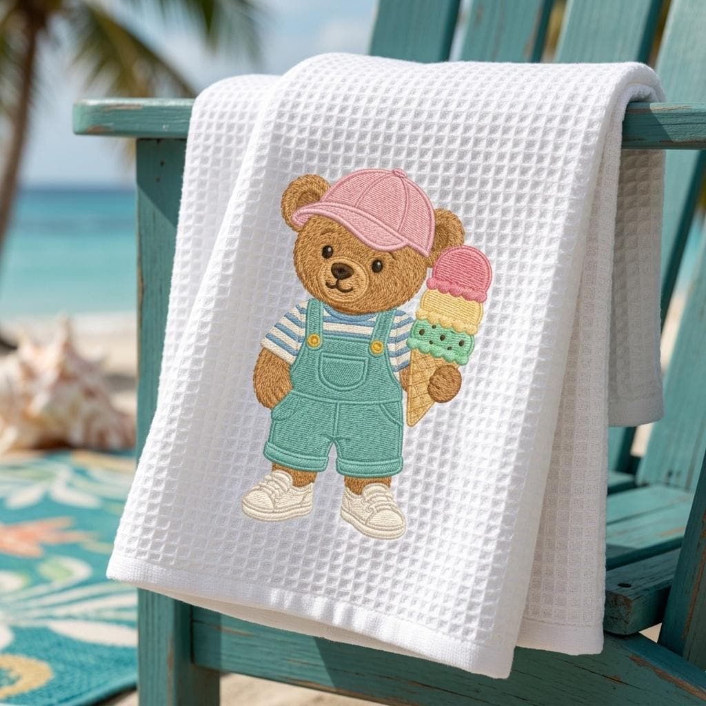 Ice Cream Teddy Bear Embroidery Design, Summer Bear Machine Embroidery File, Cute Dessert Stitch Pattern, 5 sizes, Digital Download - image 6
