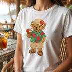 Tropical Teddy Bear Embroidery Design, Hawaiian Bear Machine Embroidery File, Summer Vacation Stitch Pattern, 5 sizes, Digital Download - image 3