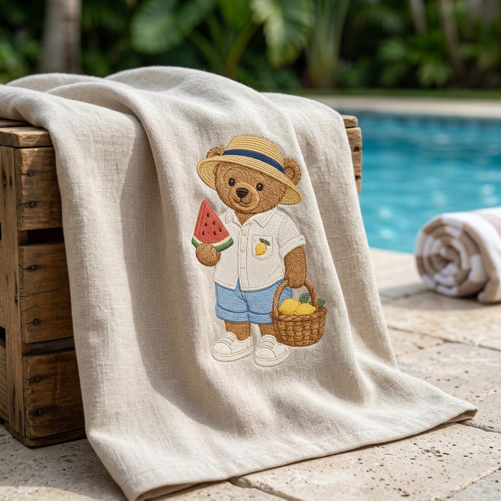 Watermelon Teddy Bear Embroidery Design, Summer Fruit Bear Machine Embroidery File, Cute Stitch Pattern, 5 sizes, Digital Download - image 5