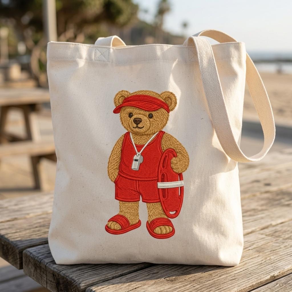 Lifeguard Teddy Bear Embroidery Design, Beach Rescue Bear Machine Embroidery File, Summer Stitch Pattern, 5 sizes, Digital Download - image 7